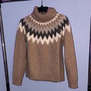 NWT Hem & Thread Taupe Fairisle Turtleneck Sweater